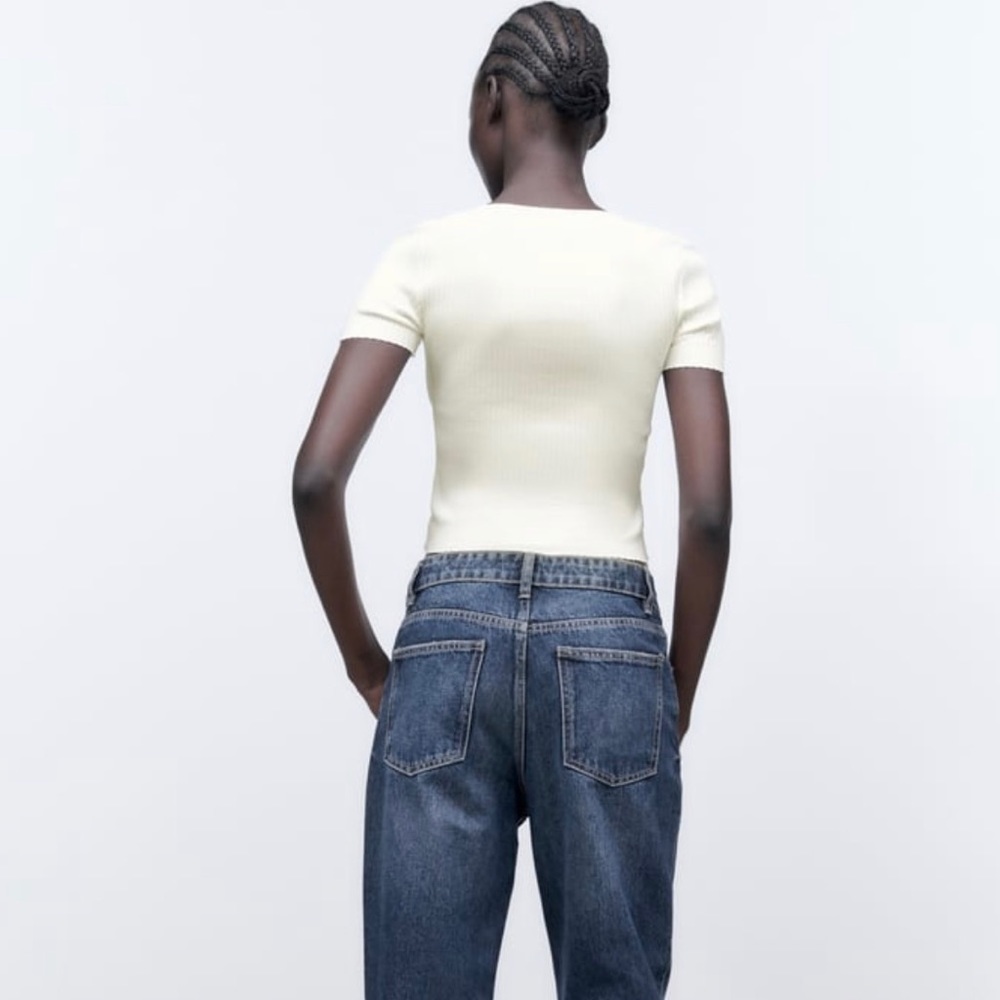 Zara Tied Ribbed Top - Picture 2 of 7